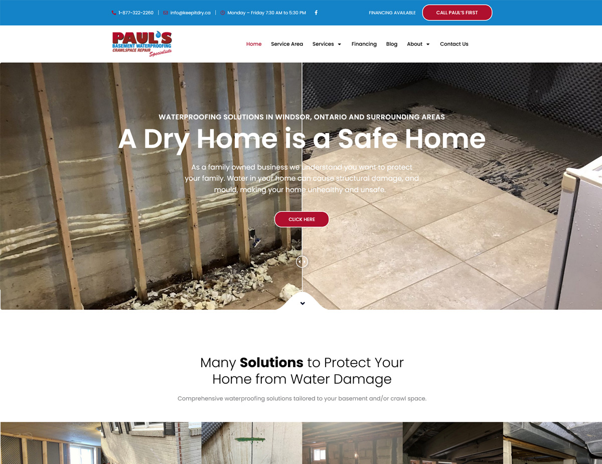 Pauls Waterproofing Website
