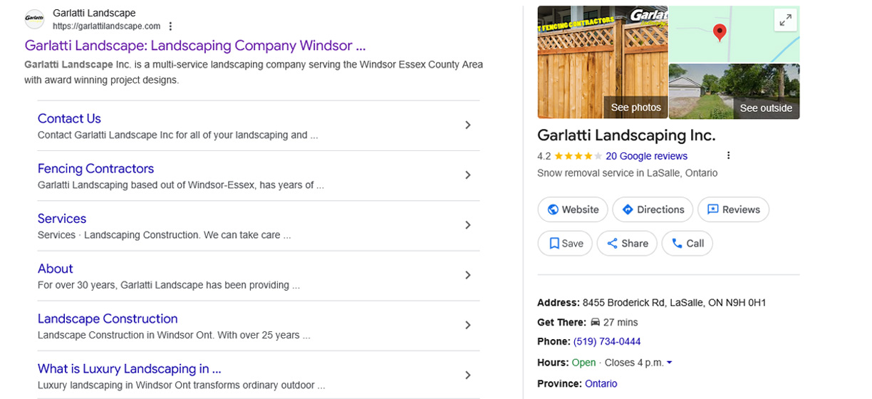 Garlatti Landscape Google SERP result