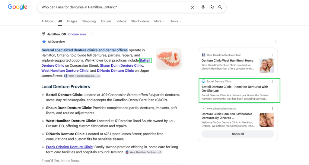 Google Ai Overview Results.